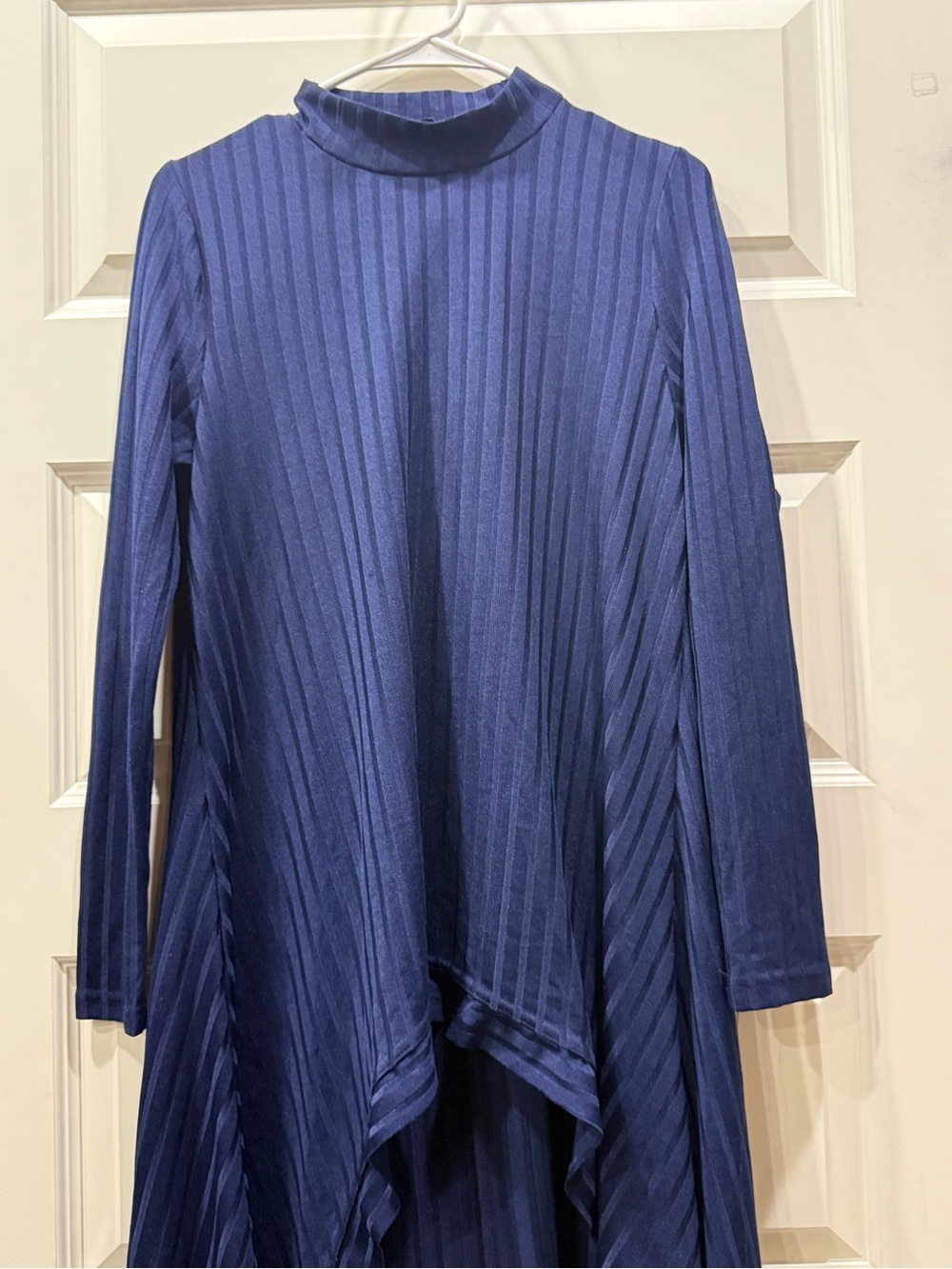 Annabelle Navy Ribbed Mock Neck Top